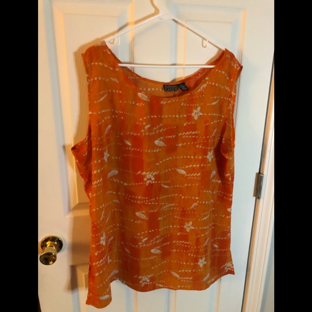 Adrian Karen Orange and cream Tank, Size 3X